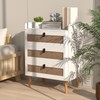 Giantex Rattan Nightstand, Boho 3-Drawer Dresser with 4 Solid Wood