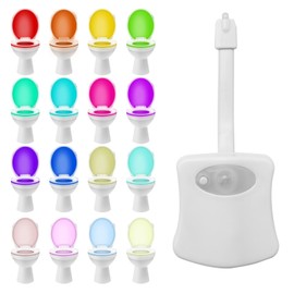 Toilet Light Inside Toilet - Upgraded Motion Activated Toilet Seat Bowl LED Light 16 Colors Cool Automatic Sensor Light Fun Gadgets Bathroom Washroom Accessory for Men, Women