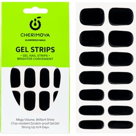 Cherimoya 14Pzs Tiras de Uñas de UV gel Semicuradas LED Uñas Pegatinas de Gel para Arte DIY con Lima de Uña, Almohadilla de Preparación y Palo de Madera Cherimoya - Negro