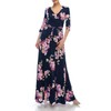Bon Rosy Women's 3/4 Sleeve Floral Printed Bohemian Maxi Wrap