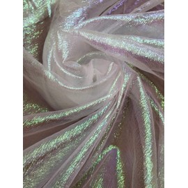 Sal Tex Fabrics, Crush Iridescent Shimmer Organza Fabric 45" Wide, Sells by The Yard 1 Qty = 1 Yard (White)