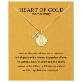Baydurcan Virgin Mary Necklace Cross Pendant Gold Virgen De Guadalupe Necklace for Women Christian Jewelry (Virgin Mary)