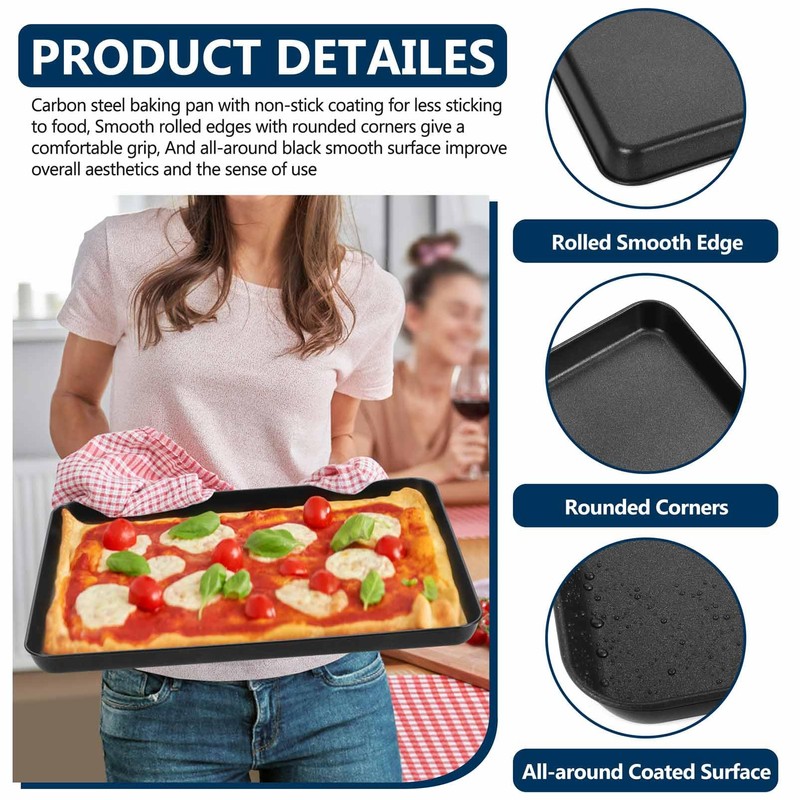 P&P CHEF 16 Inch Baking Cookie Sheet Pan, Carbon Steel