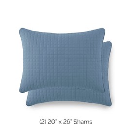 Southshore Fine Living, Inc. Blue Pillow Covers Standard Size 20"x26", Pillow Shams Queen Size Set of 2, Fits Standard Size Pillows, Quilted Sham Covers to Match Queen Quilt Set, Coronet Blue