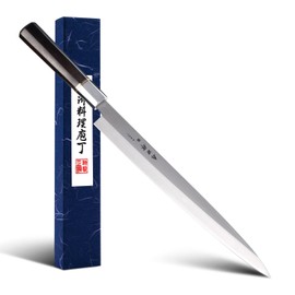 Sumteene Sushi Knife 10.6 inch(270mm), Yanagiba Knife with 7Cr17MoV High Carbon Stainless Steel Blade, Octagonal Ebony Handle