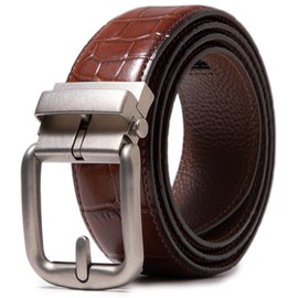 ayamoti Genuine Leather Slide Ratchet Belt Men with Adjustable Automatic Buckle (2112C/Brown/44-46)