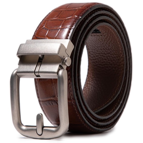 ayamoti Genuine Leather Slide Ratchet Belt Men with Adjustable Automatic