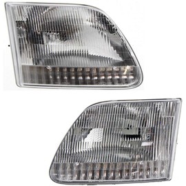 KarParts360 For 2001 2002 2003 Ford F-150 Headlight Assembly Pair Driver and Passenger Side w/Bulbs For FO2502139 FO2503139