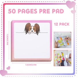 Handepo 12 Pack Dog Cat Notepad Small to Do List Sticky Notes Funny Cute Note Pads Dog Sticky Notes Puppy Cat Theme Self Stick Note Pads Memo Pads for Office School, 600 Sheets in Total (Landscape)