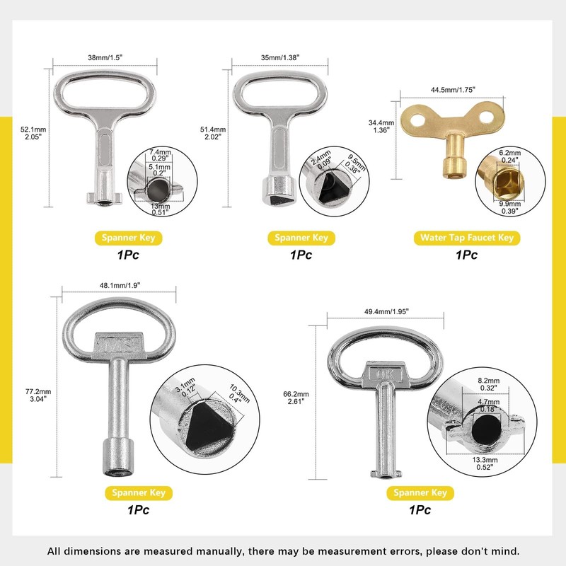 AHEJIOO 13 Heater Bleed Key Set, Square Key Bleed Key,
