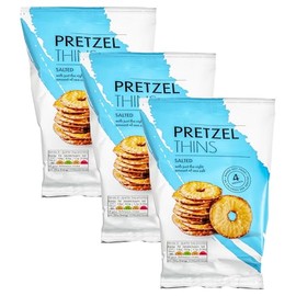 Premium Sea Salted Pretzel Thins, Baked Not Fried, 240g (3 x 80g Bags)