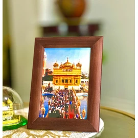 All Sikh Guru Picture Wall Frame (5 X 7 Inches) Guru Gobind Singh Ji Photo With Frame Guru Nanak Dev ji Baba Deep Singh Ji Photo Frame Wall Hanging TableTop Sikh Guru Photo Frame Wall Hanging Visakhi Diwali Gift (Golden Temple Maroon)