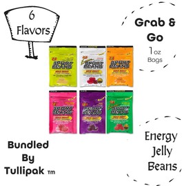 Jelly Belly Sport Bean Variety | 6 pack 1oz bags | Contains Carbs, Electrolytes, Vitamin B & C | 6 FLAVORS Berry, Fruit Punch, Lemon Lime, Orange, Extreme Assorted & Extreme Watermelon Energy Beans | MINTS