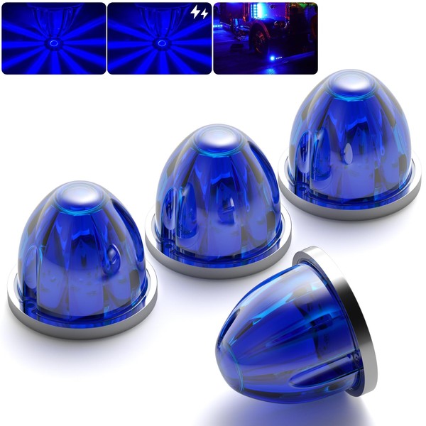 BJZ 4Pcs Blue Watermelon LED Strobe+Constant Marker Lights Dual Function