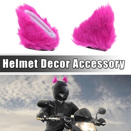X AUTOHAUX 1 Pair Motorcycle Plush Cat Ears Shape Helmet Decor Rose Red White