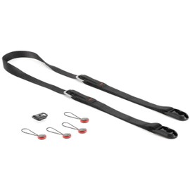 Peak Design Leash Camera Strap, Black, Configurable as a Sling, Neck, Shoulder Strap or Safety Tether, Adjustable, Compact, Quick Release, Camera Straps for Photographers, 200 lb Capacity