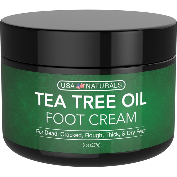 Tea Tree Oil Foot Cream - Instantly Hydrates and Moisturizes Cracked or Callused Feet - Rapid Relief Heel Cream - Natural Treatment Helps & Soothes Irritated Skin, Athletes Foot, Body Acne