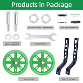 Training Wheels, Training Wheels for 20 18 16 14 12 Inch Bike, Bicycle Training Wheels for Kids, Bicycle Training Wheel is Suitable Single Speed Bike, Green