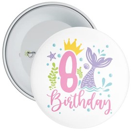 8th Birthday Badge - Mermaid Theme