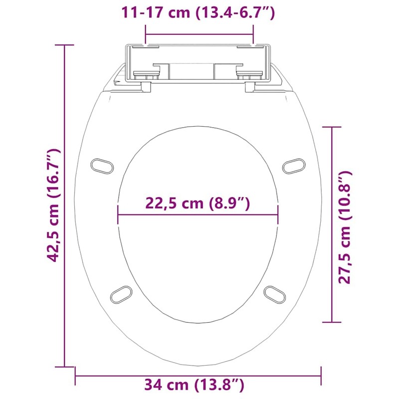"vidaXL Soft-Close Toilet Seat in Black Polypropylene, Quick-Release Design and