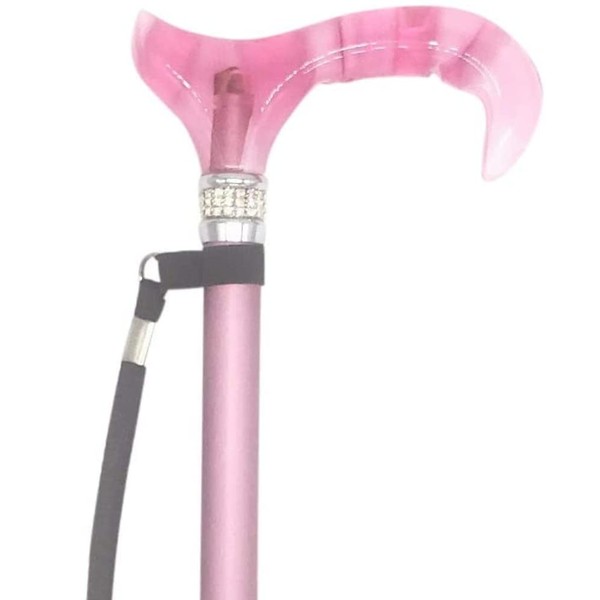 Classy Walking Canes CWC4170PKD Diamonds & Pearl Cane - Pink - 31-38” Adjustable Height Cane with Aluminum Shaft. Functional Grip Canes