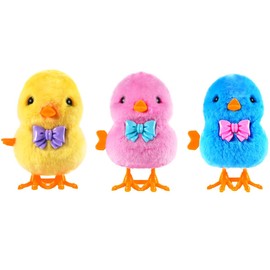 Arcimatto Wind Up Chicken Toy, 3 Pcs Jumping Chick Gag Toys Cute Plush Hopping Chicks Novelty Spring Windup Toys for Kids Toddler Adult Easter Egg Party Favors Christmas Goody Bag Fillers Gifts