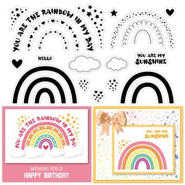 CRASPIRE Rainbow Clear Stamps for Card Making Decoration Scrapbooking, Stars Silicone Rubber Stamp for Greeting Cards Photo Album Diary Decor DIY Craft