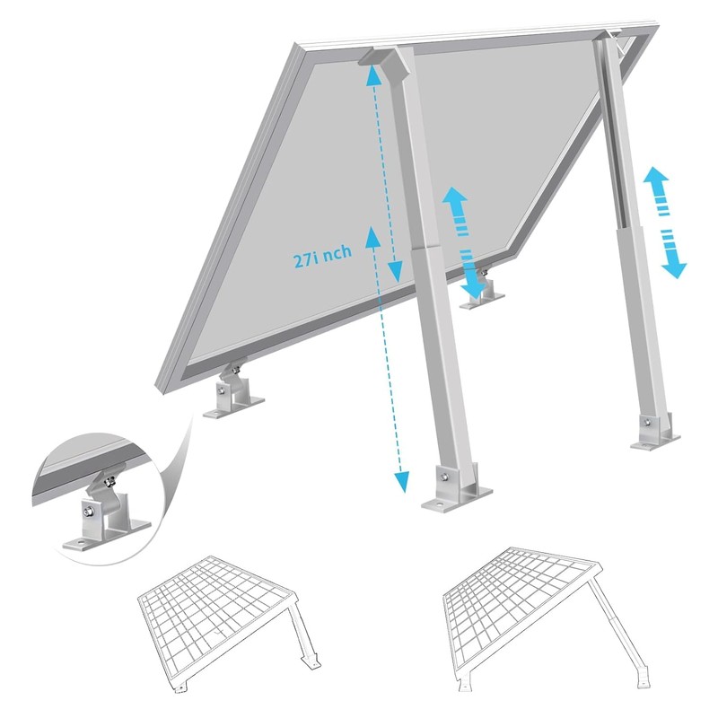 2 Sets (4Pcs) Solar Panel Mounting Brackets - Adjustable Solar