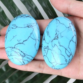 XIANNVXI 2.4" Large Green Turquoise Crystal Turquoise Stone Polished Palm Healing Gemstone 0.7" Thick Worry Stone Crystal for Reiki Stress Relief Balancing Meditation Accessories 1 Pc