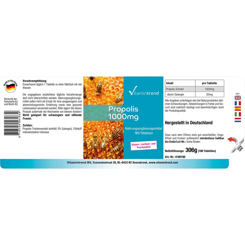 Propolis 1000 mg – 180 Tablets 6 Month Supply High