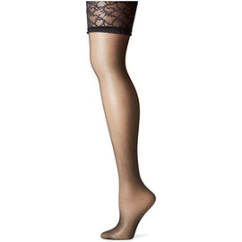 Berkshire womens Plus-size Queen Silky Sheer Sexyhose Sandalfoot Stockings 1361 Hosiery, Black, C-D US