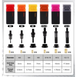 Amjoy Rivet Nut Tool Mandrel M5 and 10 Rivet Nuts, Rivet Tool Set Spare Part, Nutsert Tool Accessories Set Compatible with RZX/Astro Riveters
