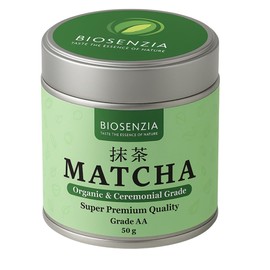 BIOSENZIA - Ceremonial Grade & 100% Pure - Smooth Taste & Vibrant Green - Macha for Straight Tea, Lattes, Baking - Certified Organic