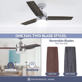 Prominence Home 51478-01 Reston Ceiling Fan, 42, Pewter