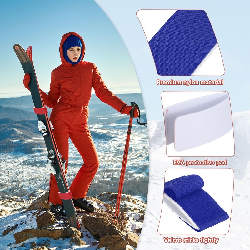 TIXIPEM Ski Fastener Straps [4Pcs] - Winter Sports Accessories Carrier