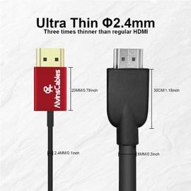 Alvin's Cables 8K HDMI 2.1 Cable 48Gbps High-Speed Ultra-Thin HDMI Cable for Atomos Ninja-V 4K-60P 6K-Record, Z-CAM, for Canon-C70, for Sony A7S3|A9|A74 45cm|18inches