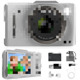 Digital Camera with 64G SD Card, 4k 48MP | 16X Digital Zoom | 2.8" Large Screen, Compact Cameras Vlogging Camers for Kids Beginners Teens Students (Silver)