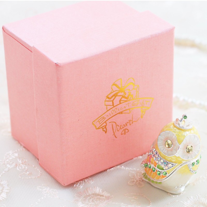 PIEARTH EX575-4 Jewelry Box, Tiara Owl (Citron Yellow), Crystal Resin