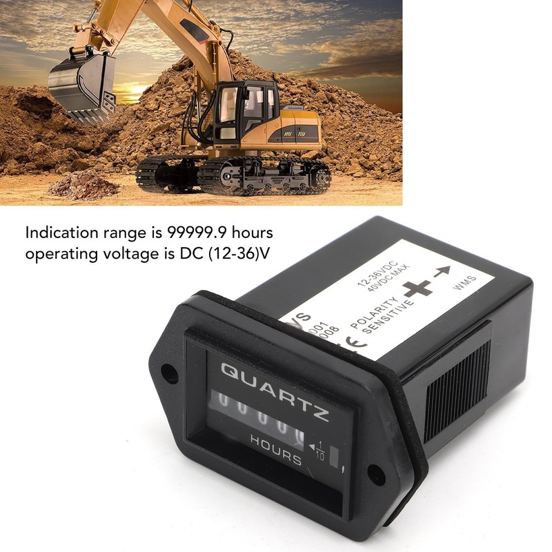 Mechanical Hour Meter DC12V to 36V High Accuracy ABS Metal