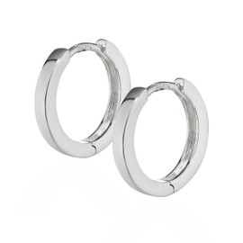 NKlaus Silver Pair Genuine 925 Sterling Silver Folding Hoop Earrings Square 15 mm 1889, Sterling Silver