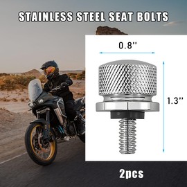 Gasedin 2 PCS Motorcycle Seat Bolt Screw, Aluminum Knurled Quick Release Bolt Seat Mount Screw, Fender Seat Bolt Screw for 1996–2024 Road King Street Glide, Motorcycle Accessories (Silver)