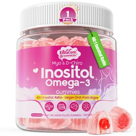 EnvyCure Inositol + Omega-3 Gummies for Women – Myo-Inositol & D-Chiro Inositol (40:1), Omega-3 DHA/EPA (3:1) – Inositol Supplement for Hormonal Balance & Cycle Health, Vegan Sugar-Free, 60 Ct