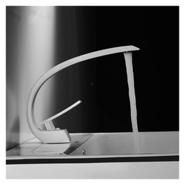 VNVMVDFO Basin Mixer Modern Bathroom Mixer tap Black/Gold Vanity Mixer Single Handle hot and Cold Waterfall Faucet(White)