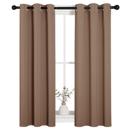 NICETOWN Blackout Window Curtains and Drapes for Kitchen, Set of 2, 29 by 40 Inch, Cappuccino, Window Treatment Thermal Insulated Solid Grommet Blackout Drapery Panels