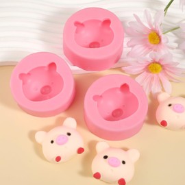 IKOJING 3 Pcs Cartoon Pig Chocolate Silicone Mold, Reusable Animal Candy Fondant Mold, for Birthday Kitchen Baking Making Biscuit Jelly Dough, Clay UV Resin Keychain