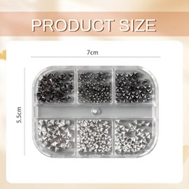 Shimmerz 6 Piece Metallic Rivet Punk Nail Charms, 3D Gothic Punk for Nails Silver Black Cone Tips Stud Pins Nail Art Jewellery Alloy