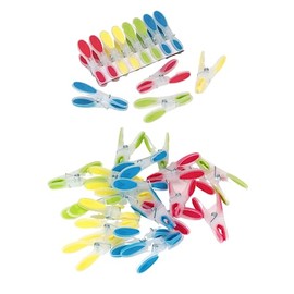 40 x Soft Grip Pegs Strong Plastic Laundry Pegs for Washing Line Indoor/Outdoor Clothes line Pegs - Assorted Colours