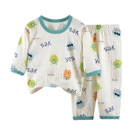 Liry Showfoevng Pajamas, Baby Clothes, Top and Bottom Set, 2-piece Set, Room Wear, Girls, Boys, Kids, Cotton, 3/4 Sleeves, Thin, Soft, Cute, Children's Clothing, Loungewear, For Spring, Summer, Autumn