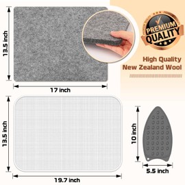 Seloom 17"X13.5" Wool Ironing Mat for Quilters with Iron Mesh Cloth, Wool Pressing Pad Easy Pressed Iron Mat for Retains Heat, Great for Quilting & Sewing Projects