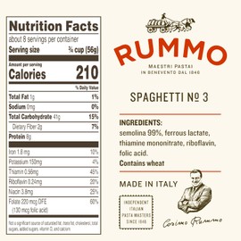 Rummo Spaghetti Pasta N.3 - Spaghetti Pasta Noodles, Durum Wheat Pasta, Thin Spaghetti Noodles, Italian Pasta, Dry Pasta - 16 Ounce (Pack of 20)